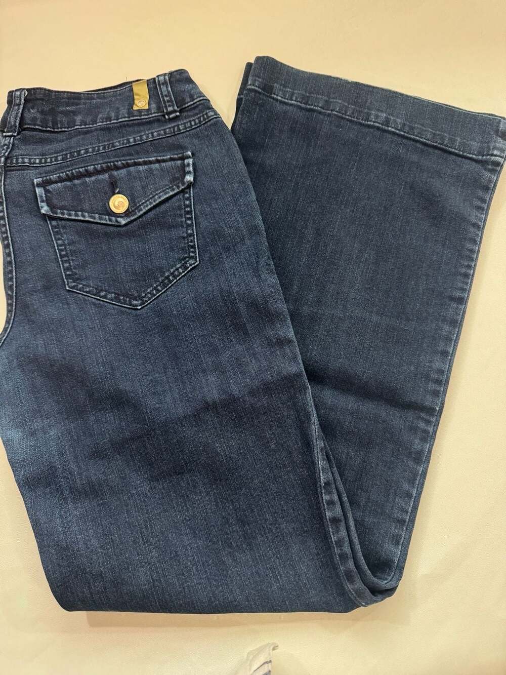 Dark Wash Flap Pocket Jeans Bootcut Y2K Western Stretch Women’s Size 8